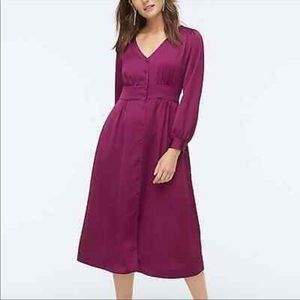 J. CREW NWOT button-front a-line midi dress in a raspberry pink